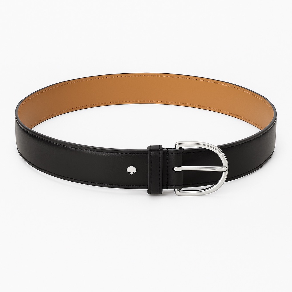 Kate Spade Black Leather Belt silver buckle, NWT (S/M)